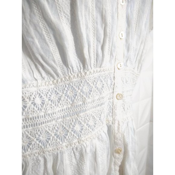 Sundance White Smocked Button Down Blouse - Picture 4 of 12